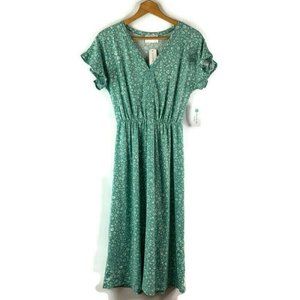 French Grey Womens Mint Midi Dress Estella Brushed Knit Floral Short Sleeve S
